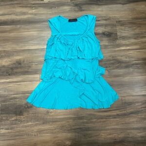 💗Blue Ruffled Tank Top